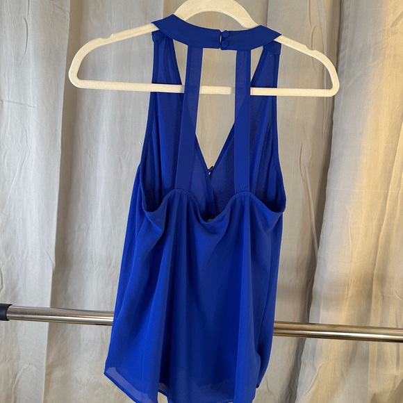 Bright Blue Sheer Blousy Top - Picture 3 of 3